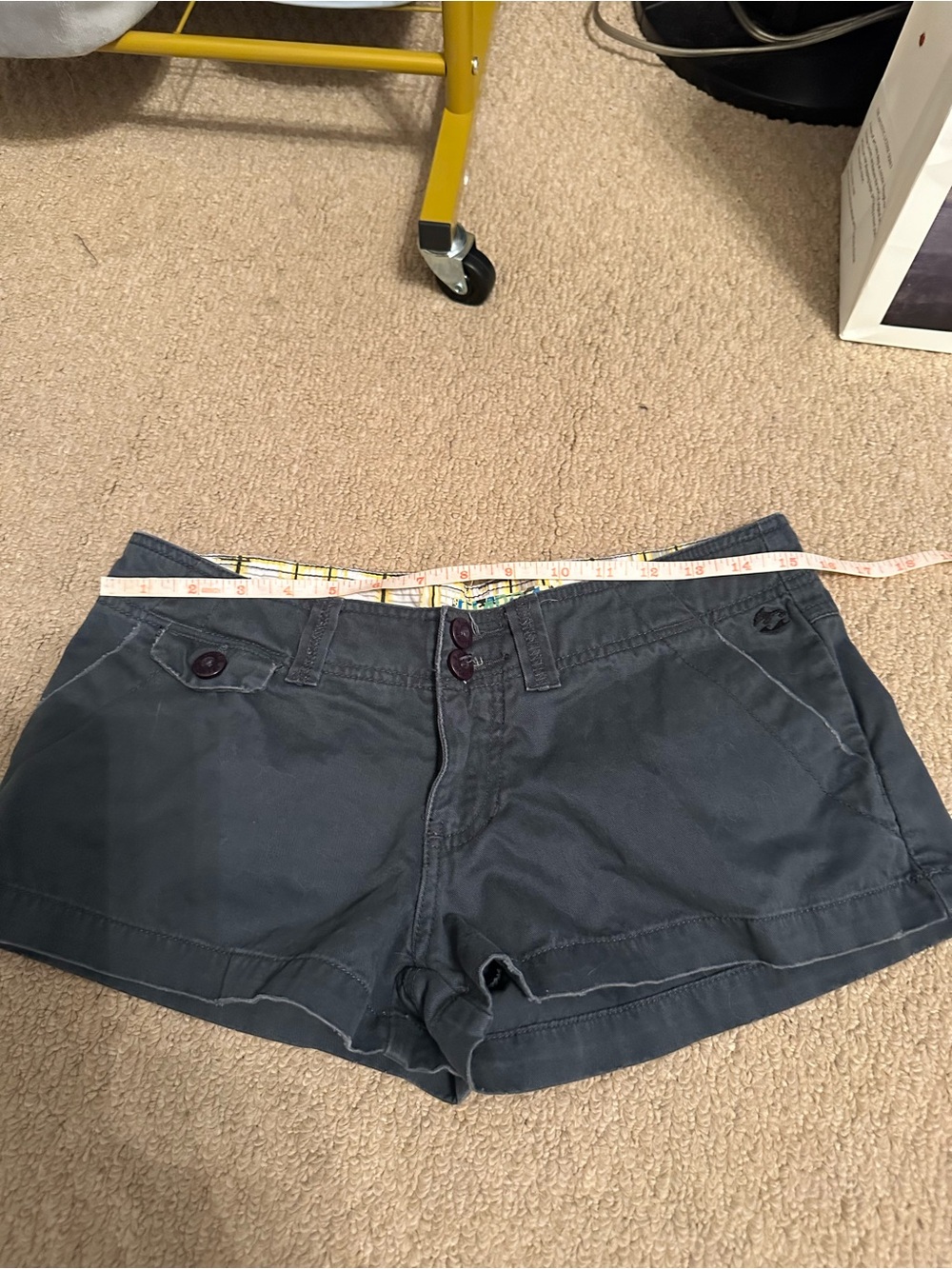 Billabong Women's Charcoal Gray Denim-Style Low Rise Jean Shorts